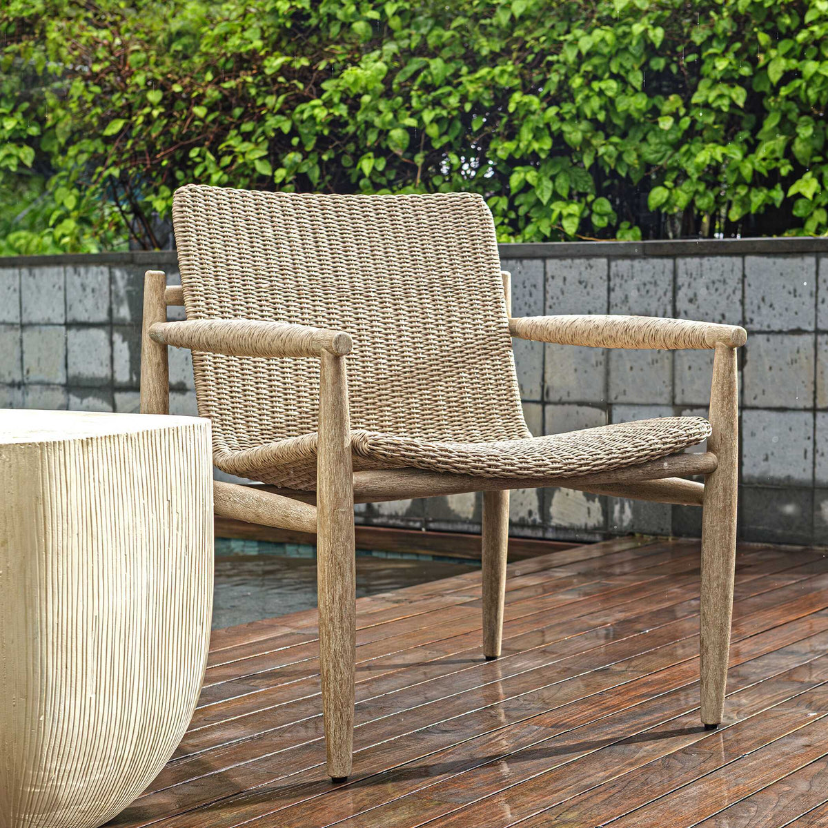Sumba Wicker Outdoor Lounge Chair - Gray by Uttermost - View 4