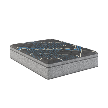 Restonic Comfort Care 15' Euro Top Hybrid Mattress, Plush Comfort, Advanced Cooling, Grey+Blue, Foam, Twin
