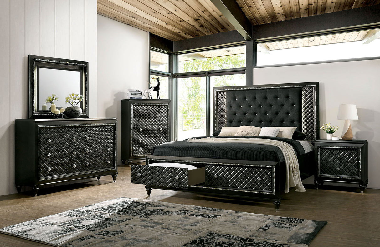 Demetria - 4 Piece Queen Bedroom Set - Metallic Gray - Wood | Home Elegance USA