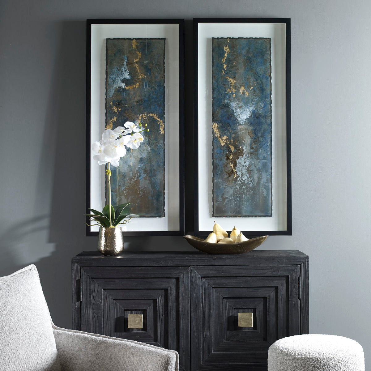 Glimmering Agate Abstract Prints (Set of 2) - Blue by Uttermost - View 2