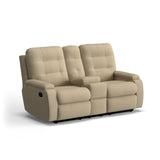 Kerrie Transitional Fabric Reclining Loveseat With Console | Flexsteel