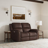 Henry Power Reclining Loveseat With Power Headrests & Lumbar - Burnt Umber | Flexsteel