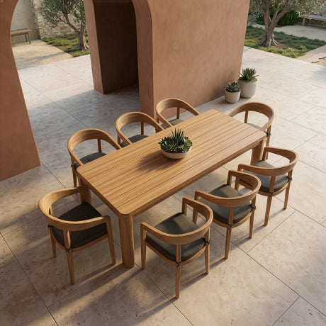Evora + Sintra - Outdoor Eucalyptus + Grey Olefin 9-Piece Dining Set - View Image 1
