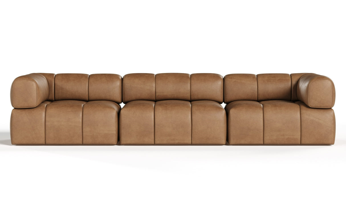 Everest - Modern Brown Leather Modular Sectional Sofa-3-Piece Sectional - View Image 1