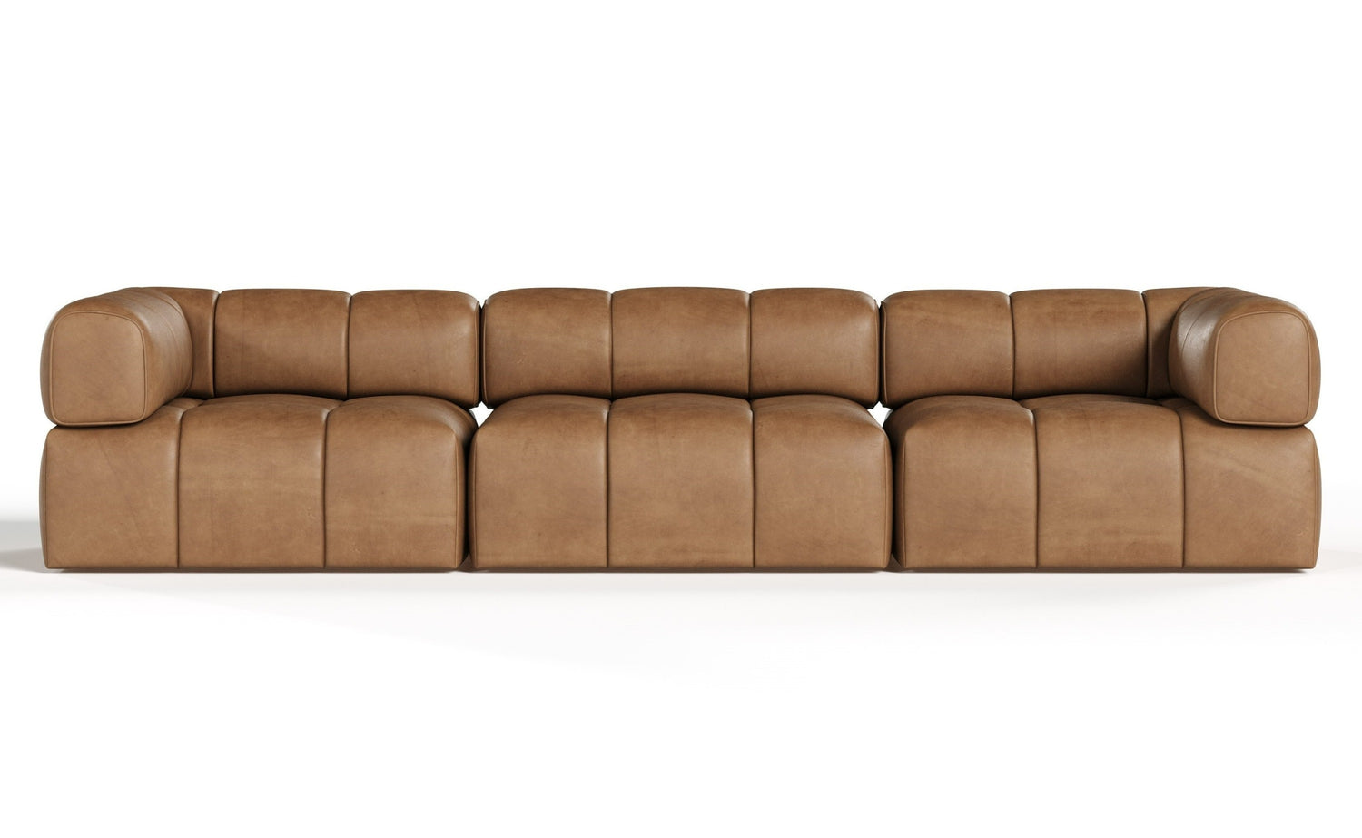 Everest - Modern Brown Leather Modular Sectional Sofa-3-Piece Sectional - View Image 1