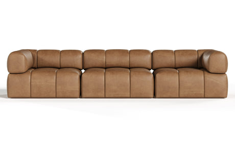 Everest - Modern Brown Leather Modular Sectional Sofa-3-Piece Sectional - View Image 1