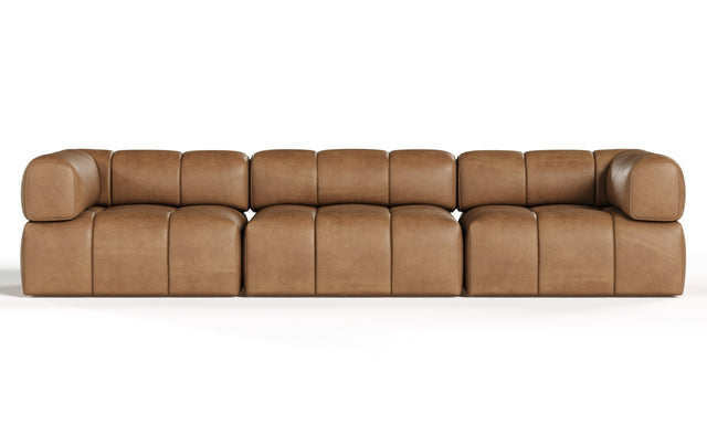Everest - Modern Brown Leather Modular Sectional Sofa-3-Piece Sectional - View Image 1