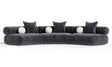 Simpson - Contemporary Dark Grey Fabric Curved Modular Sectional Sofa with Throw Pillows-3-Piece Sectional - View Image 1