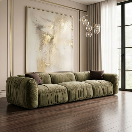 Siegal - Modern Olive Green Fabric Sofa - View Image 1