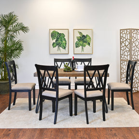 Arroyo 7-Piece Dining Set, Hairpin Dining Table with 6 Cross-back Chairs, Rich Black - sold by Home Elegance USA