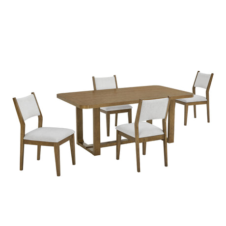 Darla 5Pc 72'W Rectangular Walnut Oak Finish Sled Dining Set - sold by Home Elegance USA