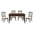 Formal Traditional 5pc Dining Set Table and Chairs Separate Extension Cherry Finish with Dark Walnut Inlay Wooden Furniture