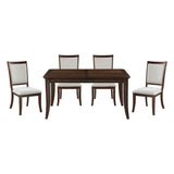 Formal Traditional 5pc Dining Set Table and Chairs Separate Extension Cherry Finish with Dark Walnut Inlay Wooden Furniture