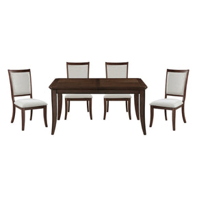 Formal Traditional 5pc Dining Set Table and Chairs Separate Extension Cherry Finish with Dark Walnut Inlay Wooden Furniture
