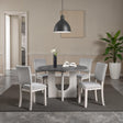 Contemporary Style 5pc Dining Set Kitchen Dinette Gray Upholstered Fabric Chairs Round Table Pedestal Base Table 4x Side Chairs Dining Room - sold by Home Elegance USA