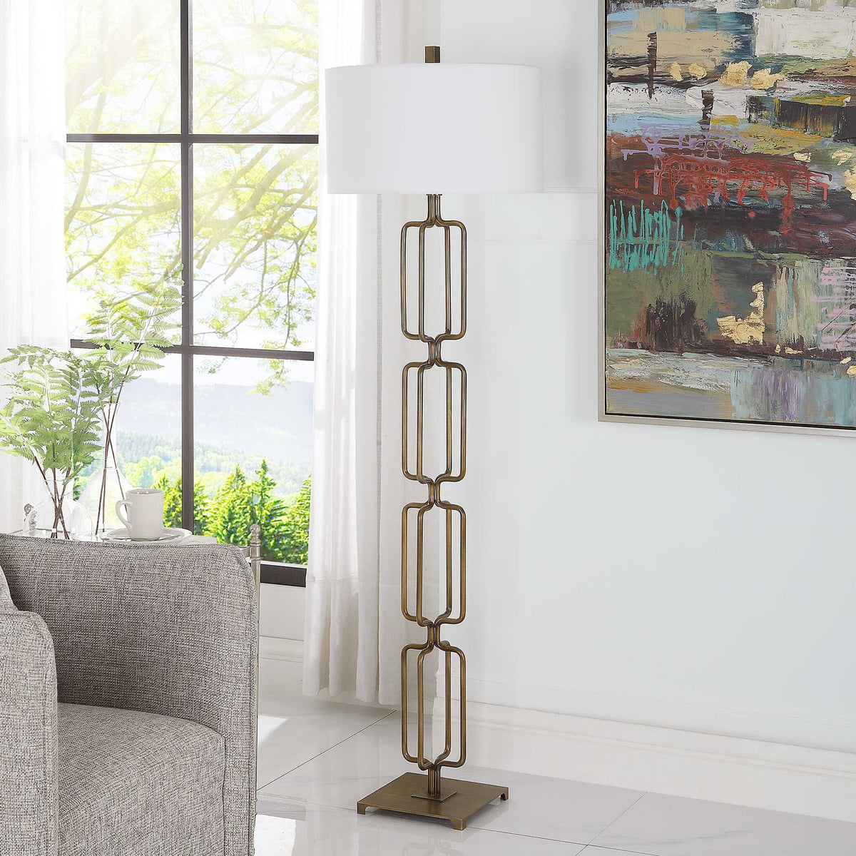 Link Brushed Gold Floor Lamp by Uttermost - View 3