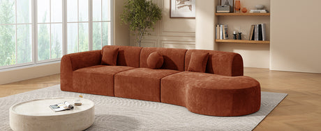 140' Modern Curved Sectional Sofa with High-Density Fully Compressed Sponge and Chaise Lounge, 3-Piece Set, Fully Assembled Right Hand Facing, Perfect for Living Room, Lounge - sold by Home Elegance USA