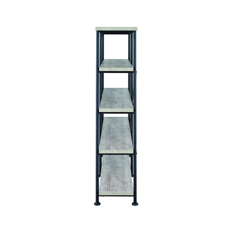 63 Inch Industrial 4 Tier Bookshelf, Particleboard, Metal Frame, Gray, Black - B05691148 - image - 3