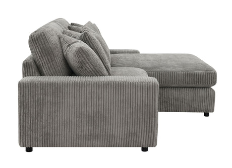 Tavia Gray Corduroy Reversible Sectional Sofa W/6 Pillows - sold by Home Elegance USA