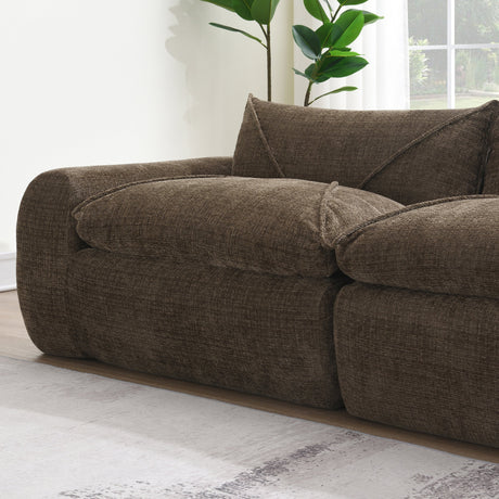 116'' Fully Compressed Sofa with High Density Foam, Integrated Backrest&Seat Cushion, Decorative Edging, Legless Design without Frame, No Assembly Required, Free Combination, Particle Chenille - sold by Home Elegance USA