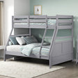 Bunk Bed Twin Over Full Gray Finish Sturdy Wood Frame Guard Rails Youth Bedroom Furniture 1pc