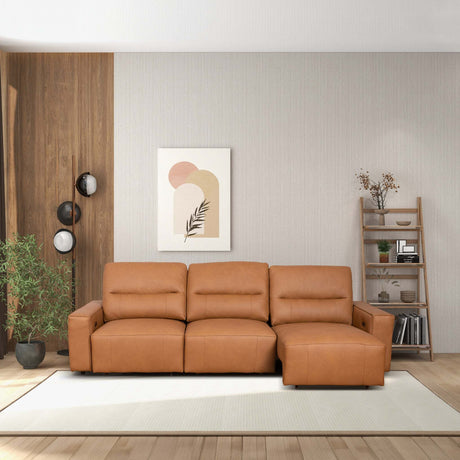 Grant Triple PWR Convertible Sofa - Cognac Leather - sold by Home Elegance USA
