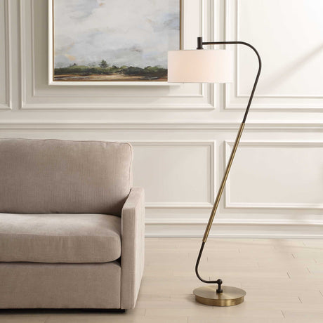 Irwin Floor Lamp Curved Brass - Bronze by Uttermost - View 2