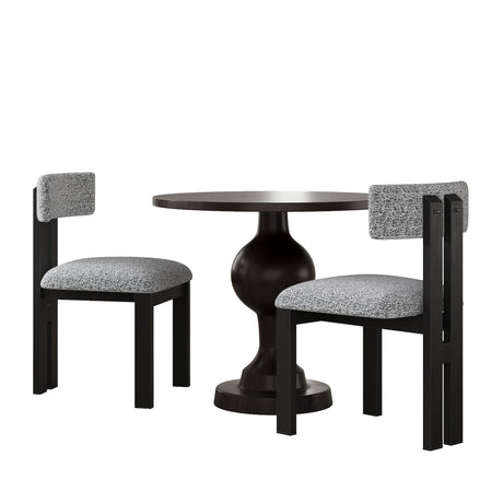 3- Piece Dining Set,Upholstered Dining Chairs With Metal Legs (Set of 2) (Black+White) + Round Dining Table - sold by Home Elegance USA