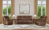 Alexander Power Reclining Sofa With Console, Power Headrest & Lumbar - Khaki Brown | Flexsteel