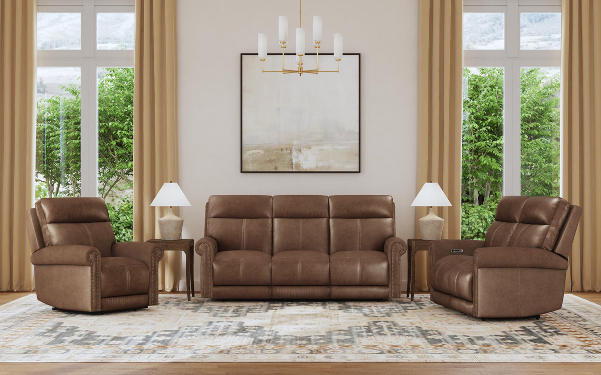 Alexander Power Recliner With Power Headrest & Lumbar - Khaki Brown | Flexsteel