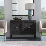 Aiken 2 Door Cabinet Dark Walnut - Black / Light Brown by Uttermost - View 10