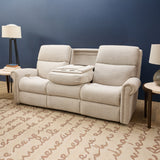 Bernard Power Reclining Fabric Sofa With Console, Power Headrest, & Lumbar | Flexsteel