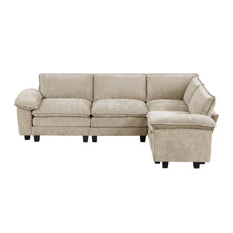 Modern Contemporary 4-Piece Modular Sectional Plush Comfort Taupe Chenille Upholstery Living Room Furniture Durable Plywood - sold by Home Elegance USA