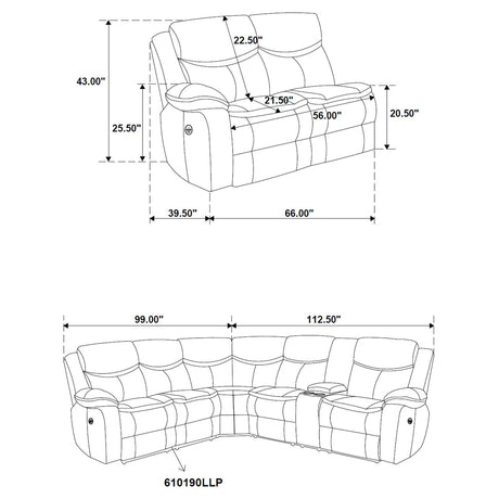 McLean Dark Brown Power Reclining Sectional Sofa - sold by Home Elegance USA