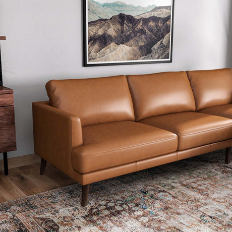 Lore  L-Shaped Genuine Leather Sectional In Tan Right Facing - sold by Home Elegance USA