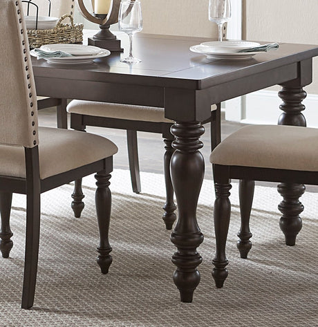 Traditional Brown Finish 7pc Dining Set Table w Leaf and 6x Side Chairs Beige Nailhead Trim Transitional Dining Wooden Furniture - sold by Home Elegance USA
