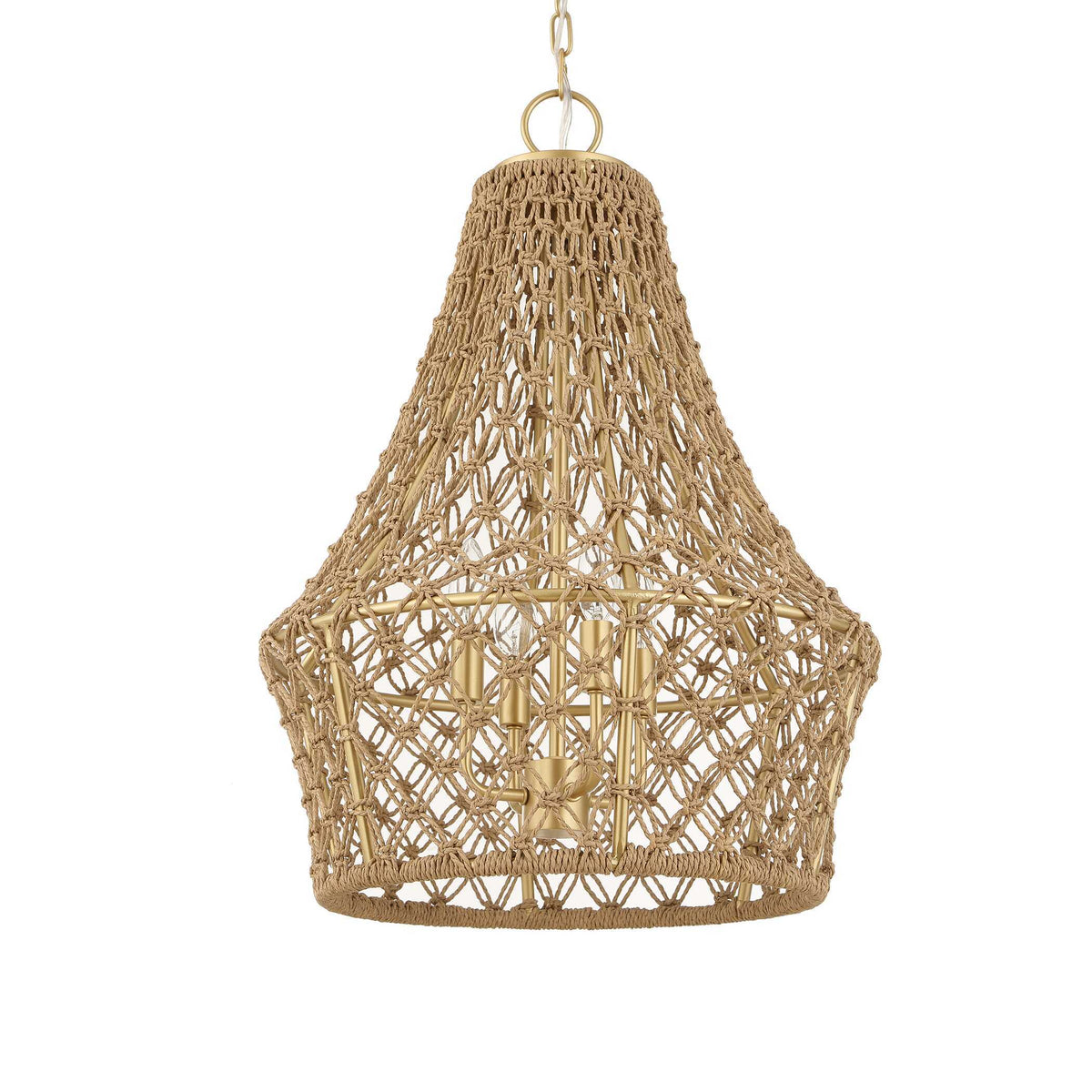 Macrame 4 Light Rope Pendant - Light Brown by Uttermost - View 3