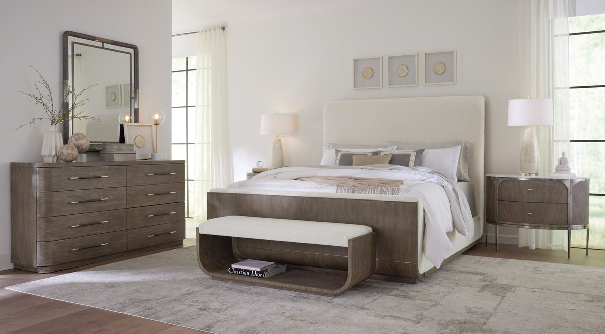 Modern Mood King Upholstered Panel Bed - Dark Brown / Beige by Hooker Furniture - View 3