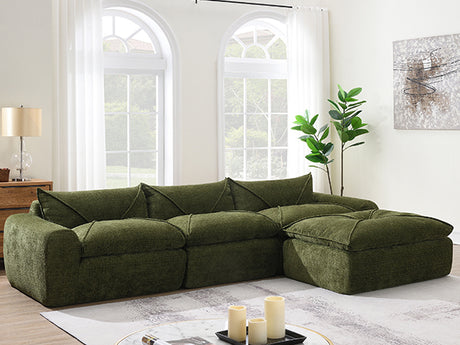 116'' Fully Compressed Sofa with High Density Foam, Integrated Backrest&Seat Cushion, Decorative Edging, Legless Design without Frame, No Assembly Required, Free Combination, Particle Chenille - sold by Home Elegance USA