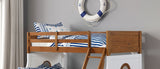 Modern Novelty Style Twin Over Full Bunk Bed With Attached Angled Ladder Rails And Lock Joint Structure For Safety Oak Finish Upper Bed White Finish Lower Bed Trundle Included - sold by Home Elegance USA