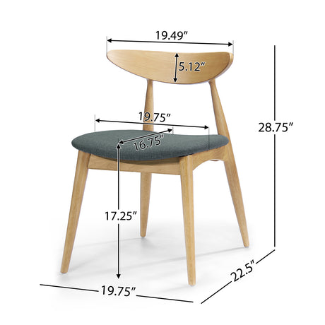 5-Piece Dining Set, 1 Table + 4 Chairs, Rubberwood Frame, Ergonomic Chairs & Faux Wood Table, Natural+Grey+White Oak - sold by Home Elegance USA