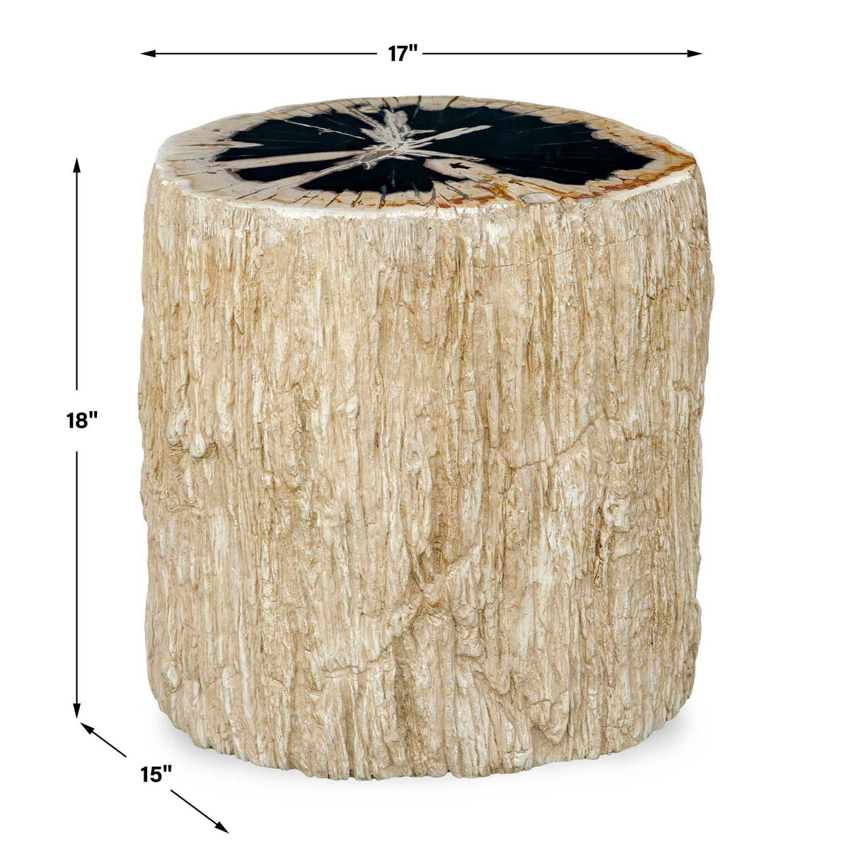 Arco Petrified Wood Top Accent Table Black / White - Beige by Uttermost - View 8