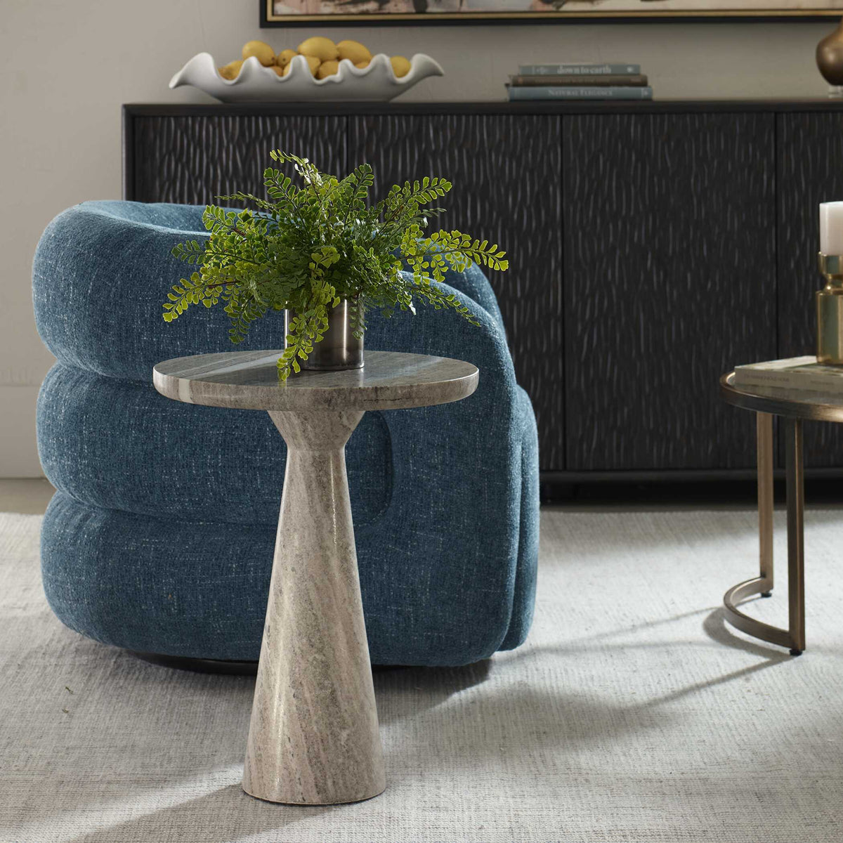 Shura Indoor-Outdoor Marble Accent Table Brown / White - Light Brown by Uttermost - View 2