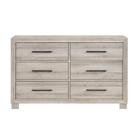 Modern Gray Finish Six-Drawer Dresser 1pc Wooden Contemporary Design Bedroom Furniture