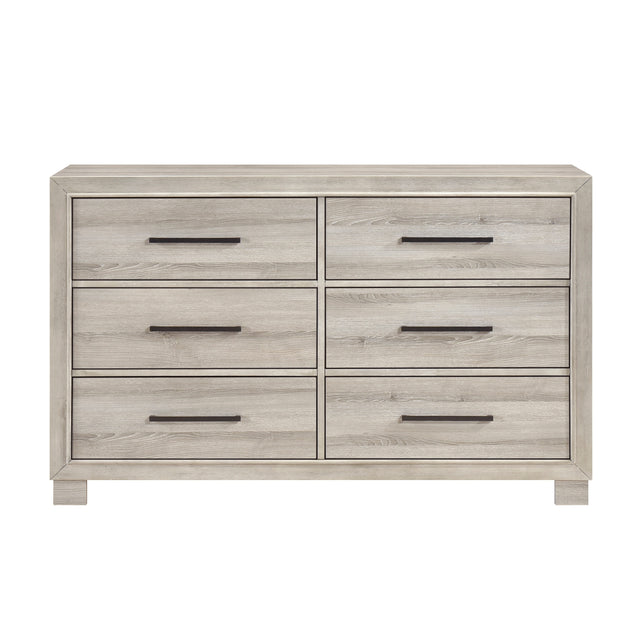 Modern Gray Finish Six-Drawer Dresser 1pc Wooden Contemporary Design Bedroom Furniture