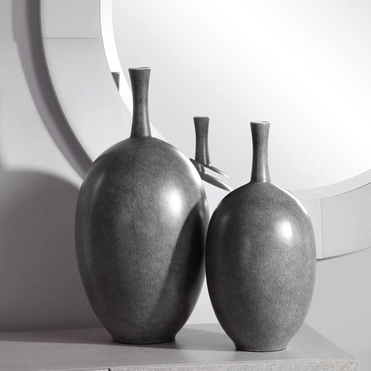 Riordan Modern Vases (Set of 2) - Black / White by Uttermost - View 4