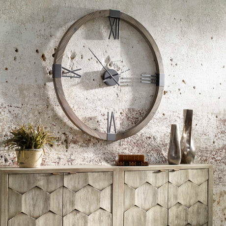 Marcelo Modern Wall Clock - Light Brown / Dark Gray by Uttermost - View 2