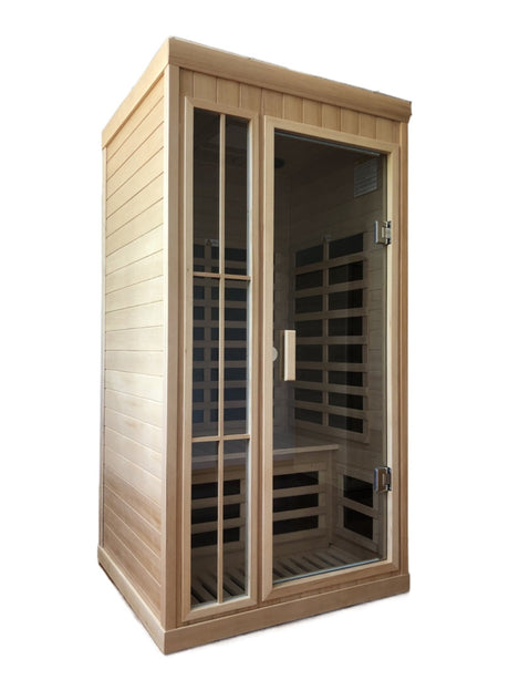 Deluxe version Plus One person Far infrared Hemlock Sauna room with LED colour lights - W632S00009 - Home Elegance USA - 8