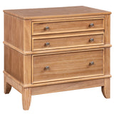 Hazel 3-Drawer Side Table for Living Room, Hallway, Entryway, Set of Two, Natural Solid Wood, Pine + MDF