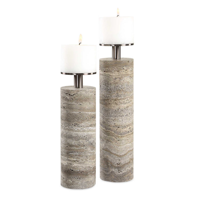 Shadowstone Candleholders (Set of 2) - Gray by Uttermost - View 1